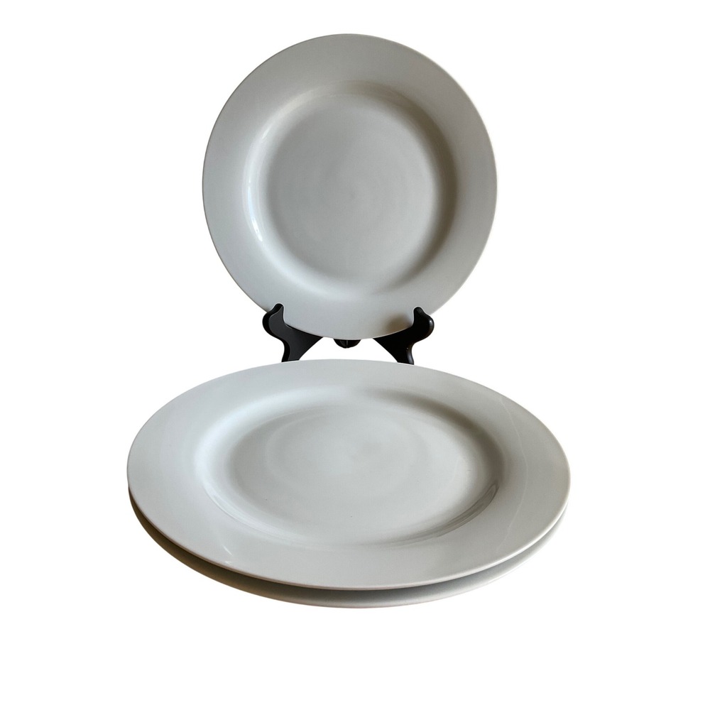 Porto Blanco by Sakura White Dinner Plates Set of 3 Round Stoneware 10.75 in‎